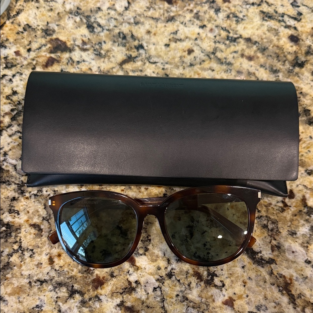 Authentic Saint Laurent Tortoiseshell Brown Sunglasses with Black Case